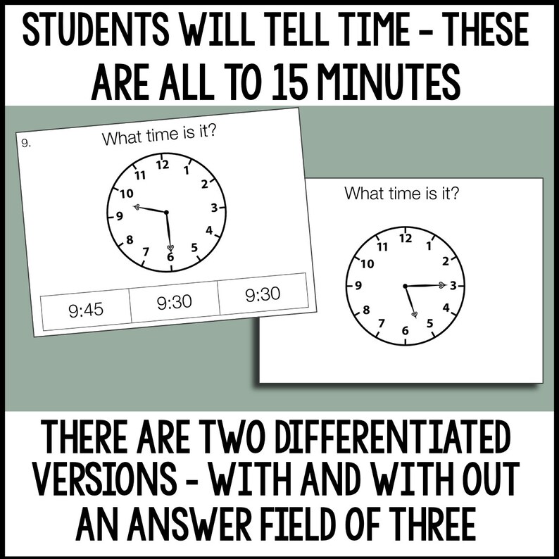 Telling Time, Reading a Clock Task Cards, Homeschool, Special Ed Etsy