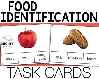 Life Skills Task Cards, Task Boxes, Special Education, Food Identification,