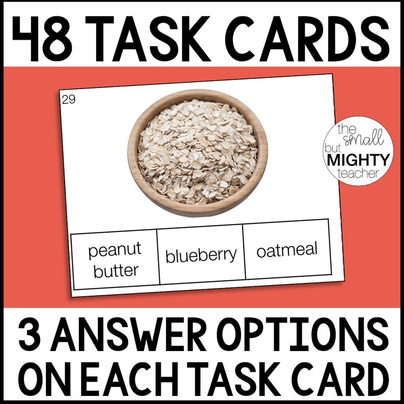Life Skills Task Cards, Task Boxes, Special Education, Food