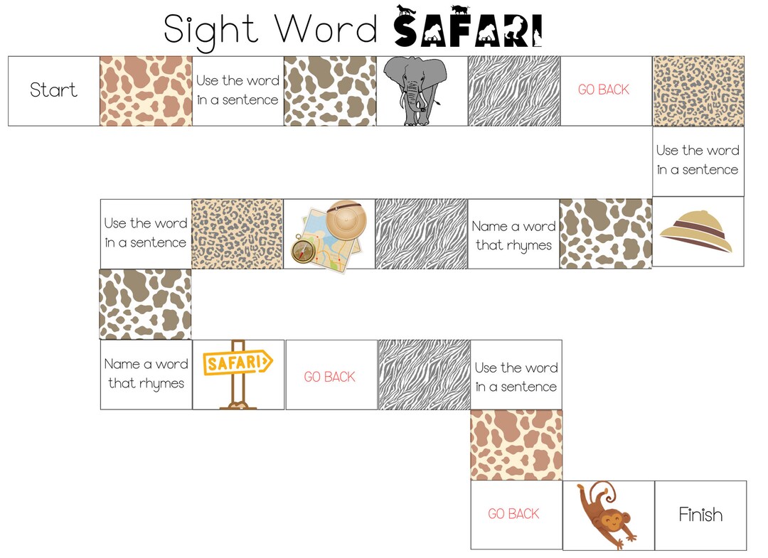 Sight Word Game Printable Learning Game Kids Learning Activities - Etsy