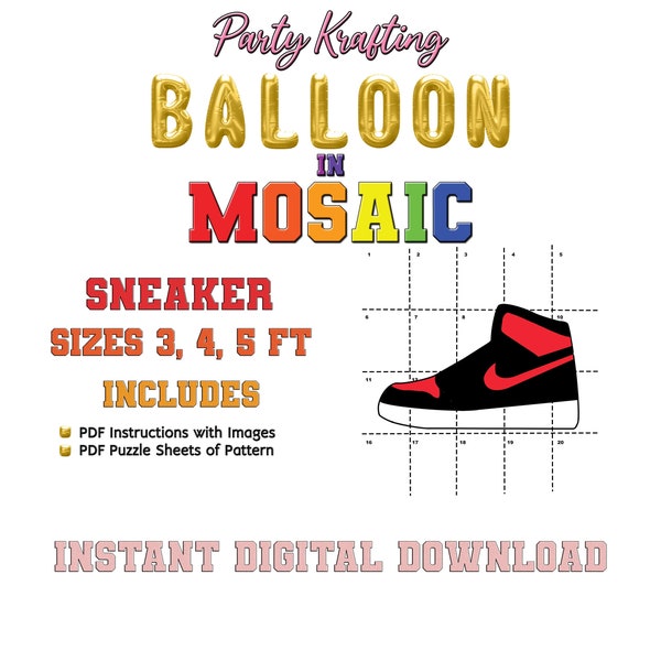 Sneaker Balloon in Mosaic Template, Shoe from Balloons Photo Prop, Instant Download, DIGITAL FILE