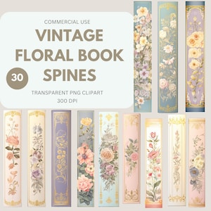 Vintage Blumen Buchrücken Clipart, Buchrand Clipart, Vintage-Grenze, Papierbuch, Junk-Journal, kommerzielle Nutzung, transparente PNG