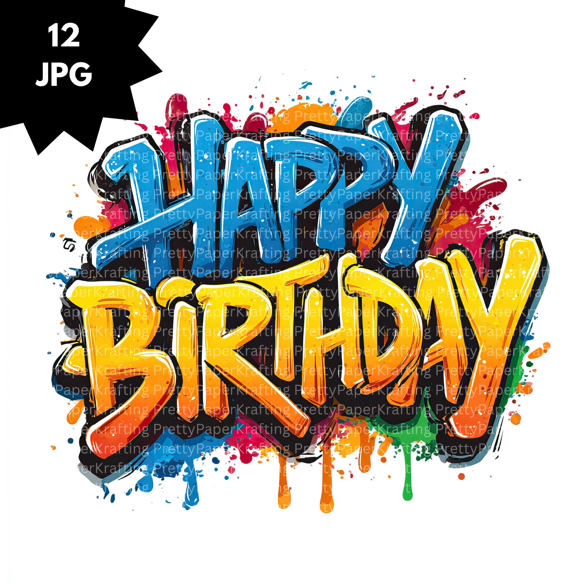 Happy Birthday Card Spray Paint - Etsy