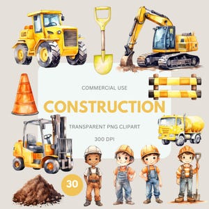 Bau Clipart Pack, Baufahrzeuge PNG, LKW, Bagger, Bulldozer, niedliche Bau, kommerzielle Nutzung, transparente PNG