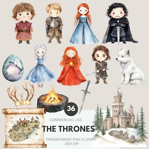 The Thrones Clipart Pack, Fantasy, GOT, Westeros Heroes Villains, Commercial Use, Dragons  Kingdoms, Transparent PNG