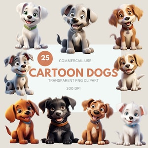 Cartoon Dog Clipart Pack, Cute Dog, Happy Dogs, Dog Illustrations, PNG, Commercial Use, Transparent PNG