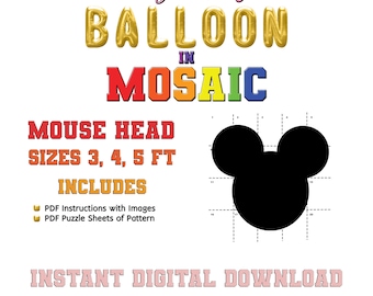 Mouse Head Balloon in Mosaic Template, Mouse Head from Balloons Photo Prop, Instant Download, DIGITAL FILE