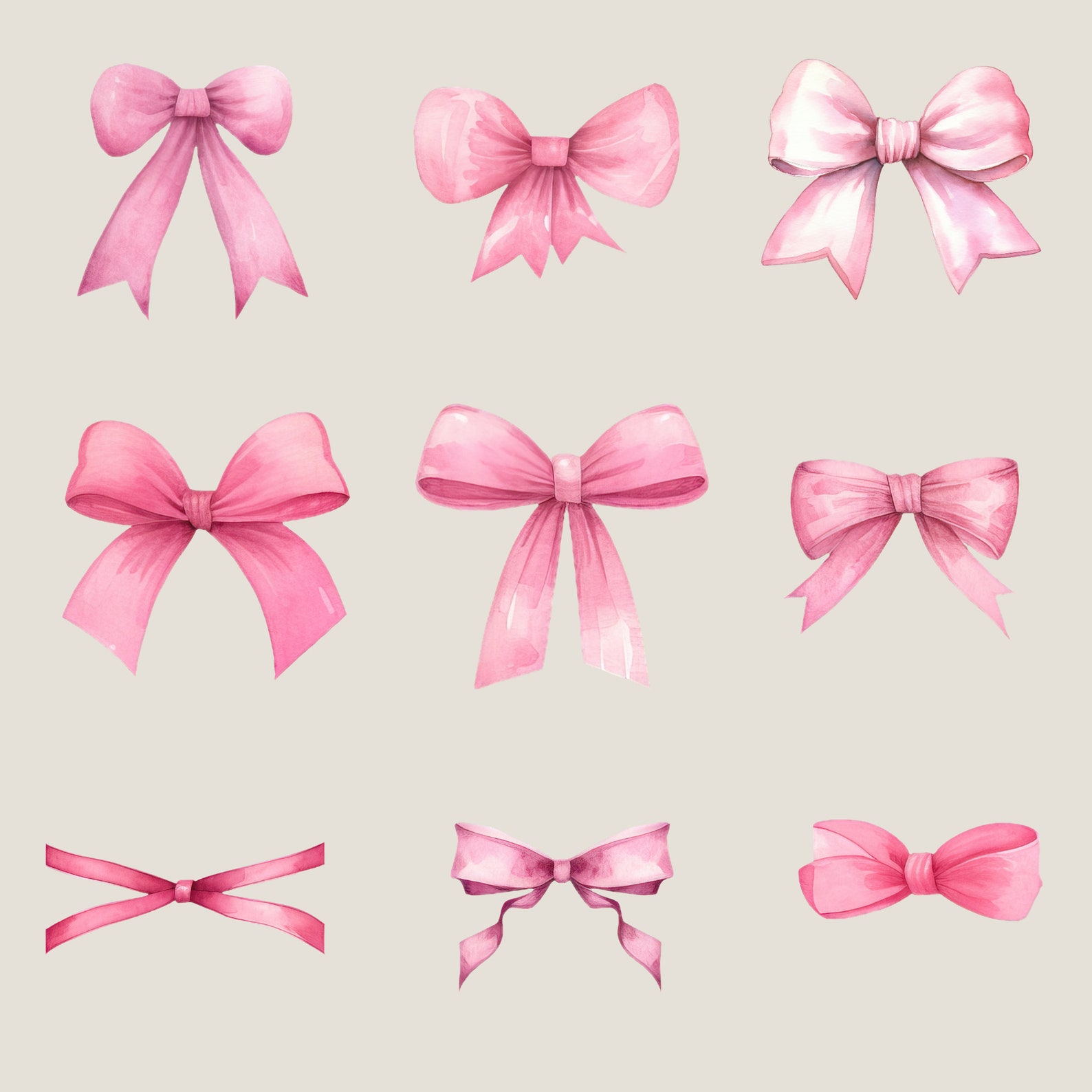 Coquette Clipart Pack, Pink Bows, Coquette Cherry Bow PNG, Coquette