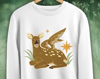 Woodland Baby Deer | Crewneck Pullover Sweatshirt | Woodland, Fairy, Forest, Feminine, Oversized, Gift