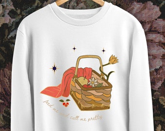 Feed Me and Call Me Pretty | Crewneck Pullover Sweatshirt | Woodland, Fairy, Forest, Feminine, Oversized, Gift