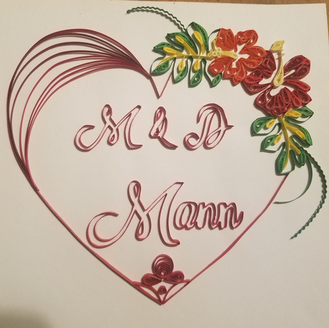 Paper Quilled Heart With Names Etsy