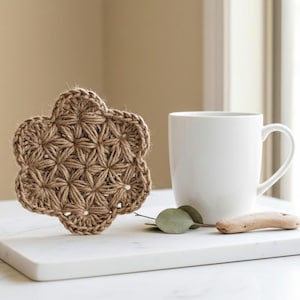 Handmade Jute Coasters – Rustic Floral Table Decor