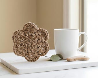 Handmade Jute Coasters – Rustic Floral Table Decor