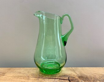 Vintage Green Glass Lemonade Jug / Water Jug / Pitcher