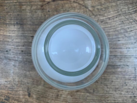 Heavy Retro Woolworths Round Glass & White Vase