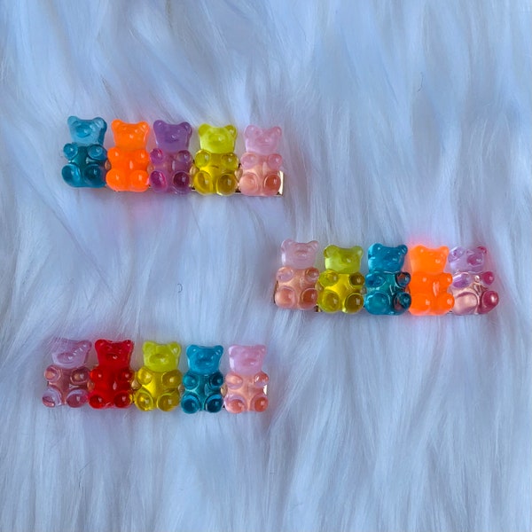 Metal Hair Clip With Gummy Bear Candies