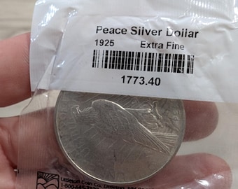 extra fine 1925 silver peace dollar