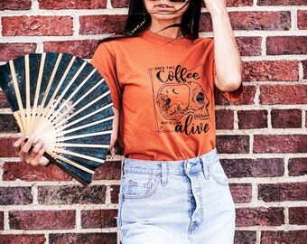 lässt mich dieser Kaffee lebendig aussehen | Skelett | Kaffeeliebhaber | Shirt