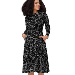 Vestido de gato, amante de los gatos negros, vestido de maestra, vestido de gato para mujer, regalo para amantes de los gatos