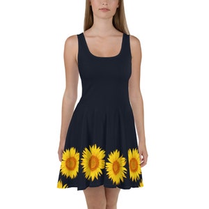 navy blue sunflower dress Hyacinth House Navy & Slate Sunflower Eyelet Helen Mini Dress Navy & Slate Sunflower Eyelet / XXL