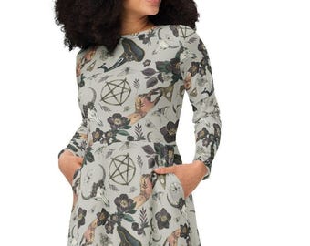 Witch dress, Witchcraft Dress, Witchy Gift, Witchy Woman, Witch Black Cat Dress