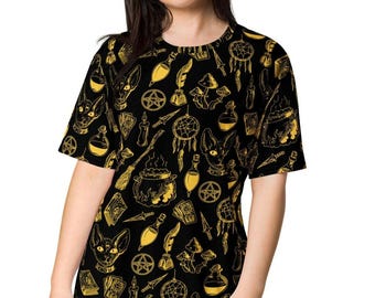 Witch shirt dress, Witchcraft Dress, Witchy Gift, Witchy Woman, Witch Black Cat Dress, Spooky Dress, Gothic Dress