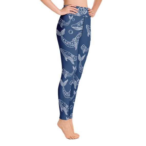 Whale Leggings W Pocket, Animal Lover Yoga Pants, Whale Lover