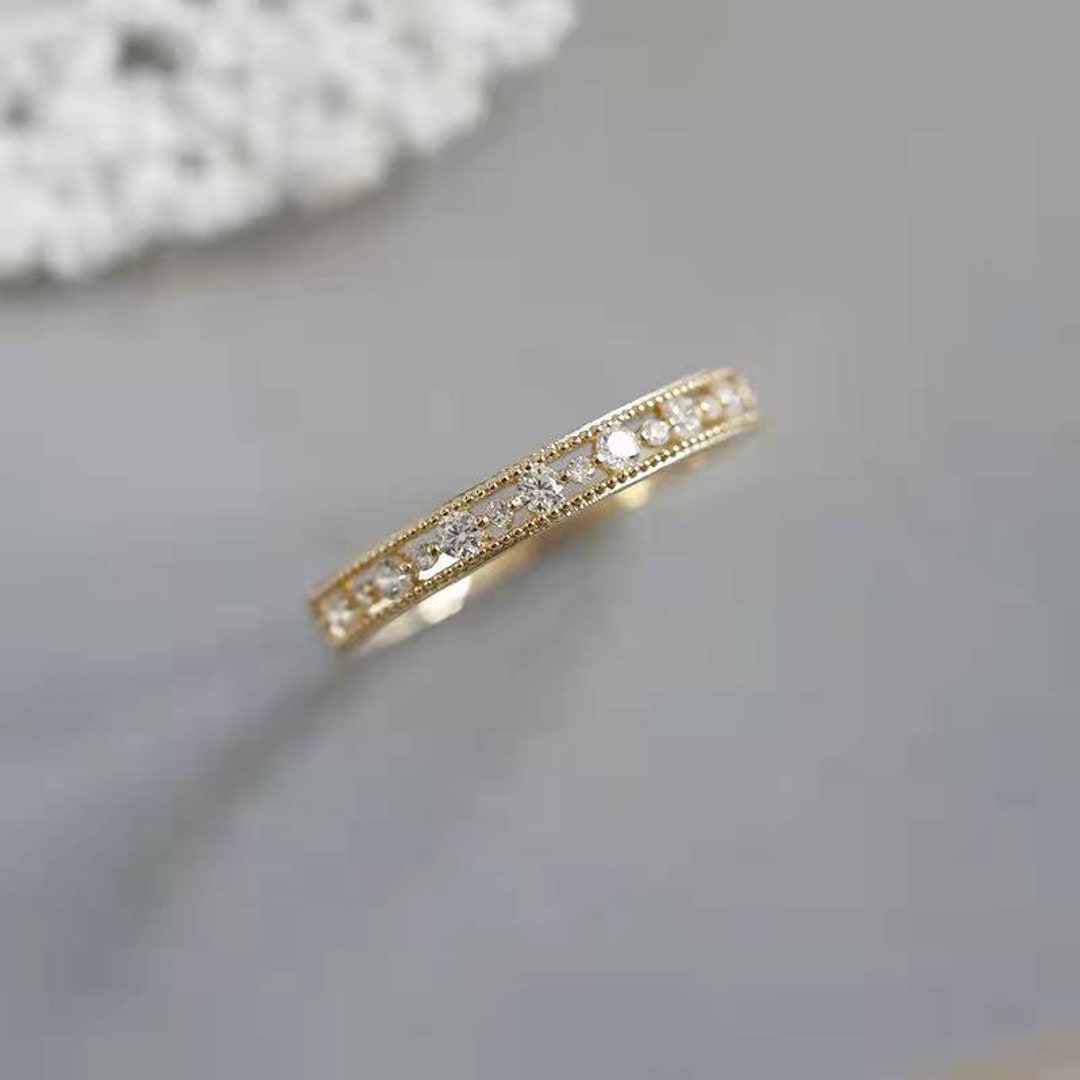 Bague de fiançailles en diamant minimaliste en or 14K bagues - Etsy France