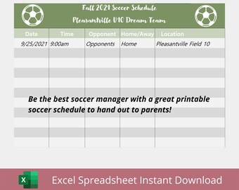 Soccer Team Schedule Printable Download Canva Template Soccer Mom ...