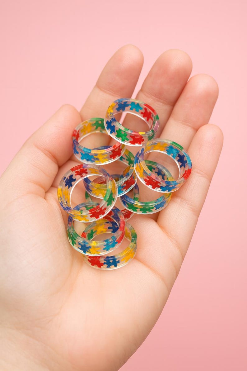 Resin Puzzle Piece Ring | Autism Awareness Support - Etsy