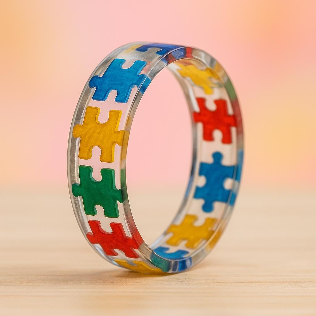 Resin Puzzle Piece Ring | Autism Awareness Support - Etsy
