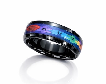 Autism Awareness Stainless Steel Ring - Autism Advocacy Jewelry