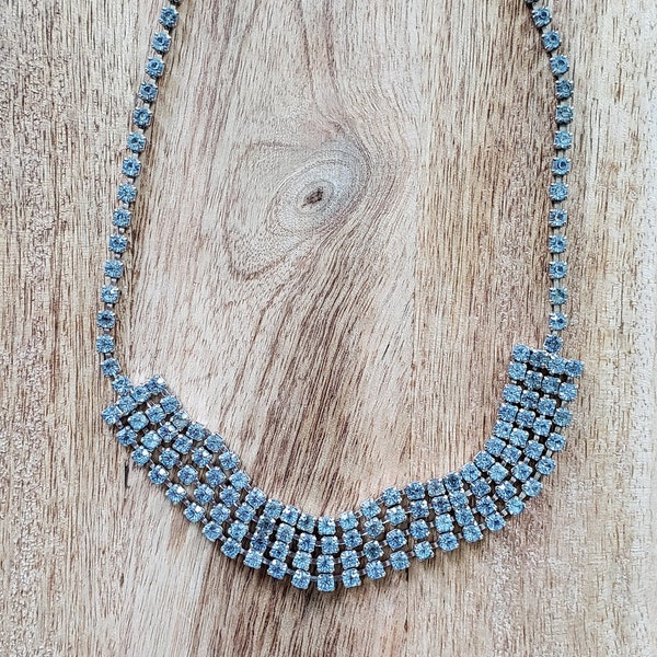 Vintage Blue Rhinestone Choker