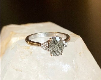 Smokey Quartz 14k gold engagement ring