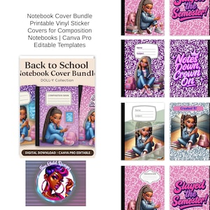 Back to School Notebook Covers Bundle | Printable Composition Book Sticker Covers | Teen & Tween School Supplies Digital Download