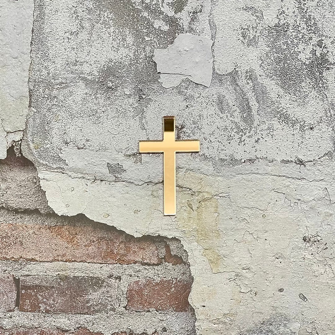 Torten-Deko-Set Kommunion & Taufe – Goldenes Kreuz, Blumen & Kugeln, 13-teilig