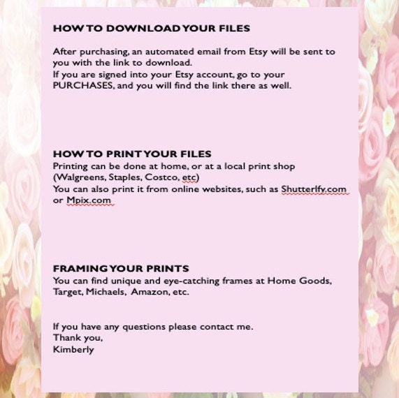 Printable Pink Heart Poster Digital Download and Print | Etsy