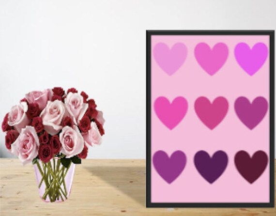 Printable Pink Heart Poster Digital Download and Print | Etsy