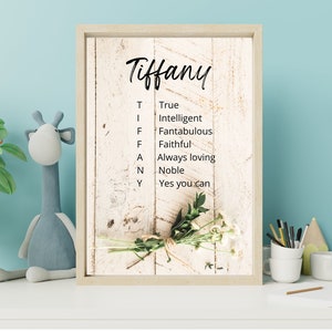 Wood Acrostic Personalized Name, Printable, Digital Download, Personalized Art, Name Art, Nursery Bedroom Art, Encouragement