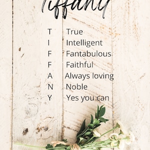 Wood Acrostic Personalized Name, Printable, Digital Download, Personalized Art, Name Art, Nursery Bedroom Art, Encouragement image 2