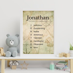 Kaart Acrostic gepersonaliseerde naam, afdrukbare, digitale download, gepersonaliseerde kunst, naam kunst, kwekerij slaapkamer kunst, aanmoediging