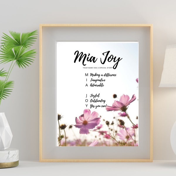 Cosmos Acrostic Personalized Name, Printable, Digital Download, Personalized Art, Name Art, Nursery Bedroom Art, Encouragement