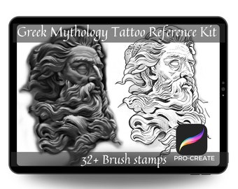 Griechische Mythologie Tattoo Stempel Pinsel Set: Procreate Schablonen (Digitaler Download)