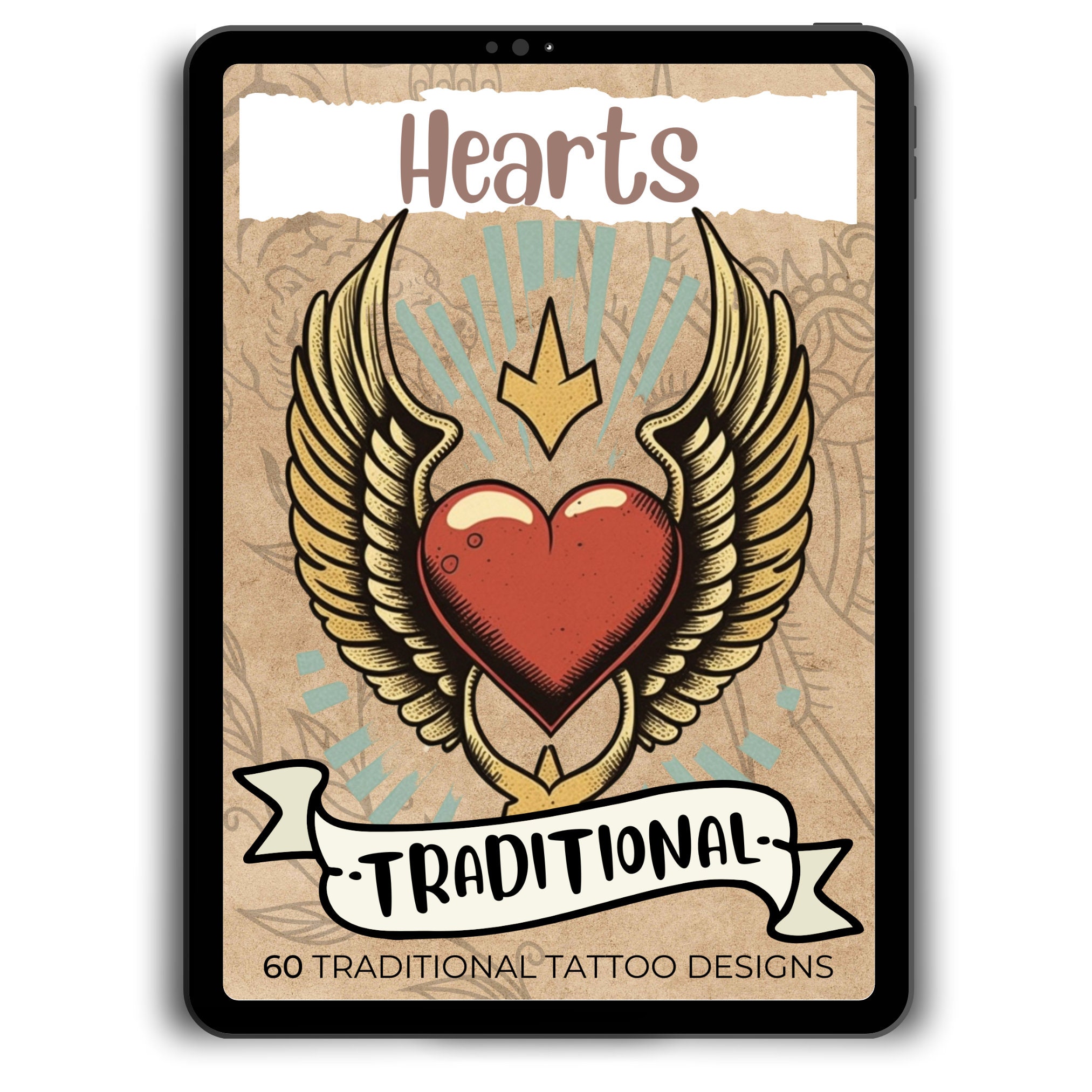 Traditional Tattoo Designs 'hearts' Tattoo Flash Sheet Pdf Downloadable ...