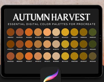 Autumn Harvest Digital Color Palette – 30 Warm & Vibrant Procreate Colors for Fall-Inspired Artwork