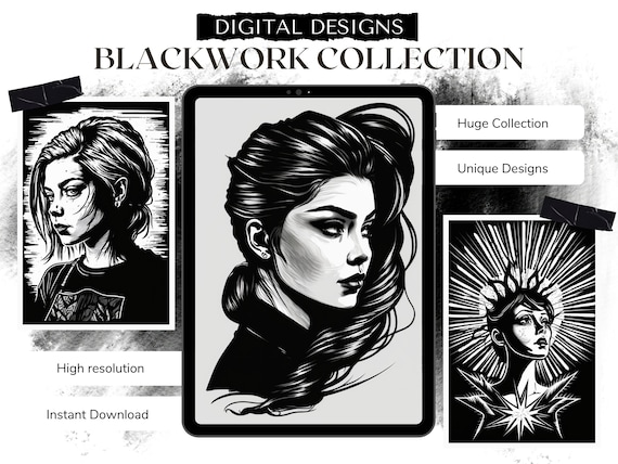 Blackwork Tattoo Designs 'women' Tattoo Flash Sheet PDF Downloadable Tattoo  Designs Best Selling Art Dark Horror Tattoo Design - Etsy