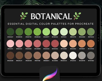 Botanical Tattoo Colour Palette for Procreate – Natural Ink Swatches + Hex Chart
