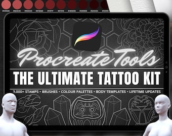 Procreate Tattoo Kit: 3000+ Flash Stamps, Brushes, Templates (Digital Download)