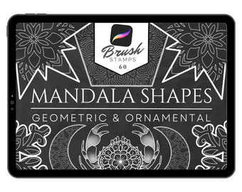 60 Mandala Formen | Procreate Pinsel Set | Tattoo Stempel Pinsel | Digitale Kunst für Tattoo Schablone | Procreate Pinsel für Tattoo Referenz