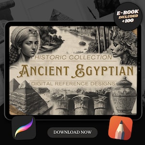 100 Ancient Egyptian Procreate Brush Stamps | Tattoo Designs | Digital Art | Procreate Brushes | Tattoo Flash Sheets | Historical Art